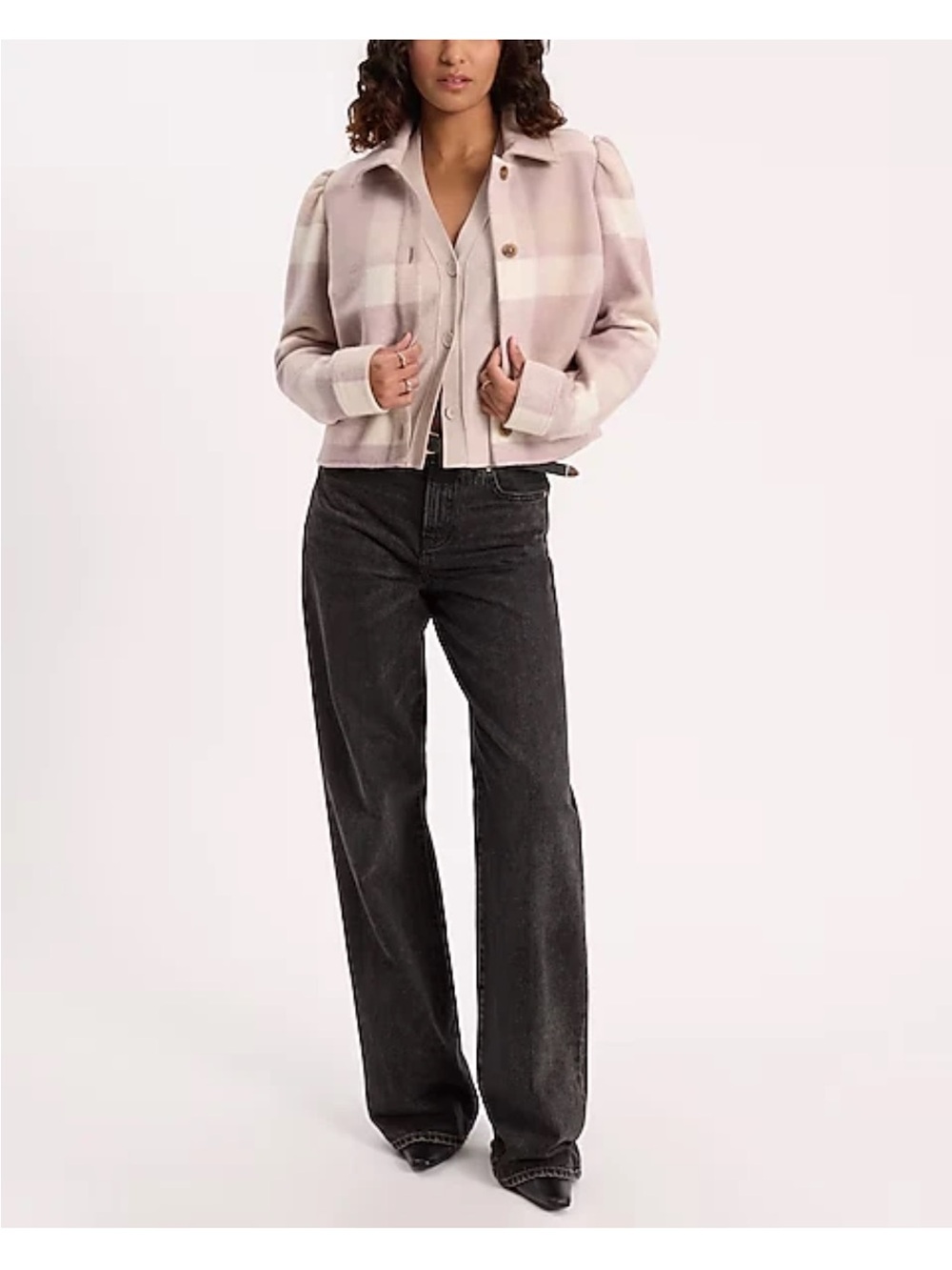 Express Plaid Cropped Shacket